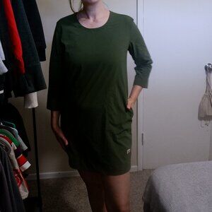 Top Designs Dark Green Global Long Sleeve 3/4 Sleeve Travel Dress Tunic
